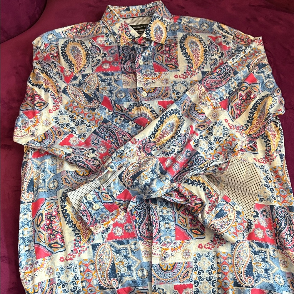Bugatchi Men's Vibrant Patterned Button Down Shirt - image 2